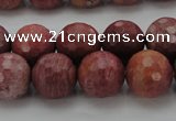 CRC805 15.5 inches 14mm faceted round Brazilian rhodochrosite beads