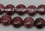 CRC814 15.5 inches 12mm flat round Brazilian rhodochrosite beads