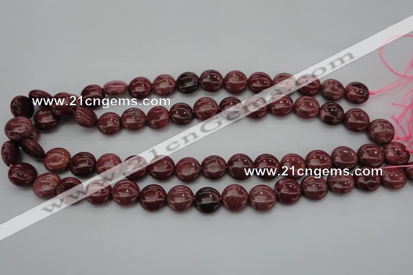 CRC814 15.5 inches 12mm flat round Brazilian rhodochrosite beads