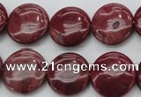 CRC816 15.5 inches 16mm flat round Brazilian rhodochrosite beads