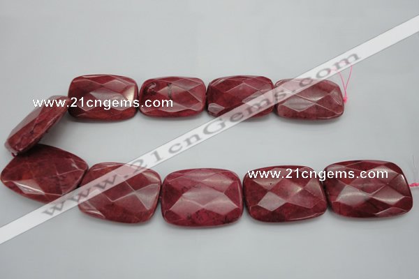 CRC853 15.5 inches 30*40mm faceted rectangle Brazilian rhodochrosite beads