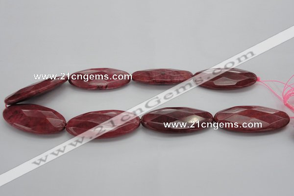 CRC862 15.5 inches 25*50mm faceted oval Brazilian rhodochrosite beads