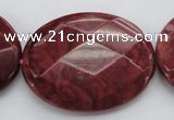 CRC863 15.5 inches 30*40mm faceted oval Brazilian rhodochrosite beads