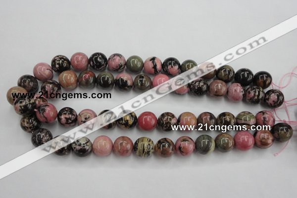 CRD05 15.5 inches 14mm round natural rhodonite gemstone beads