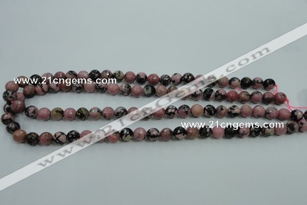 CRD12 15.5 inches 8mm faceted round rhodonite gemstone beads