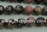 CRD14 15.5 inches 10mm faceted round rhodonite gemstone beads