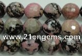 CRD15 15.5 inches 12mm faceted round rhodonite gemstone beads