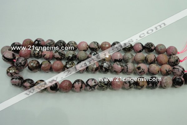 CRD15 15.5 inches 12mm faceted round rhodonite gemstone beads