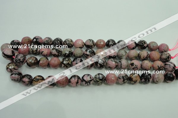 CRD16 15.5 inches 14mm faceted round rhodonite gemstone beads