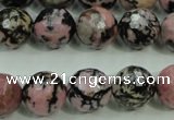 CRD17 15.5 inches 16mm faceted round rhodonite gemstone beads