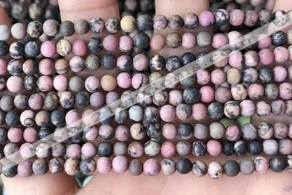 CRD30 15.5 inches 4mm round matte rhodonite beads wholesale