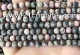 CRD31 15.5 inches 6mm round matte rhodonite beads wholesale