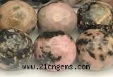 CRD363 15 inches 12mm faceted round rhodonite beads wholesale