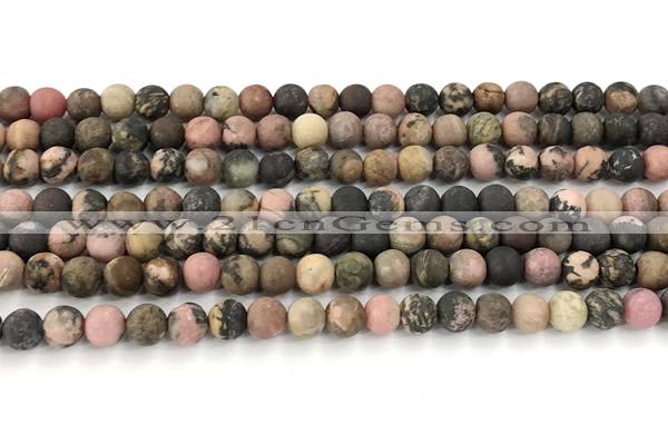 CRD366 15 inches 6mm round matte rhodonite beads