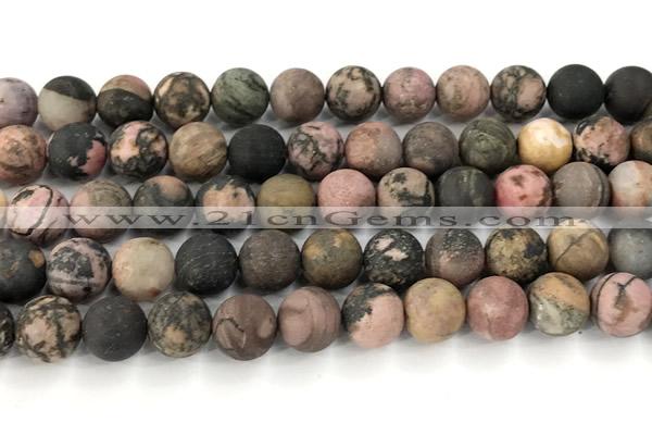 CRD368 15 inches 10mm round matte rhodonite beads