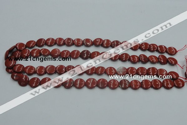 CRE06 16 inches 12mm flat round natural red jasper beads wholesale