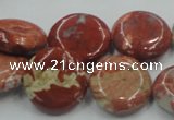 CRE08 16 inches 20mm flat round natural red jasper beads wholesale