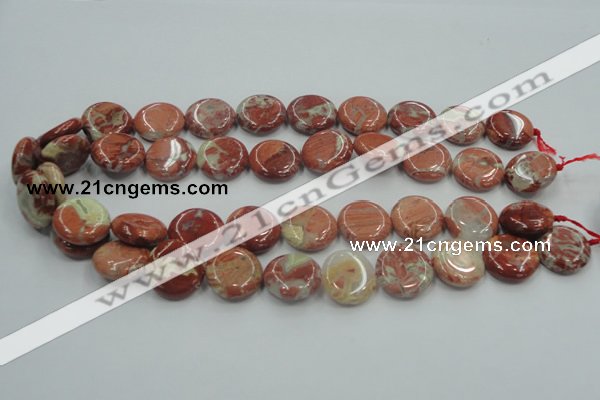 CRE08 16 inches 20mm flat round natural red jasper beads wholesale