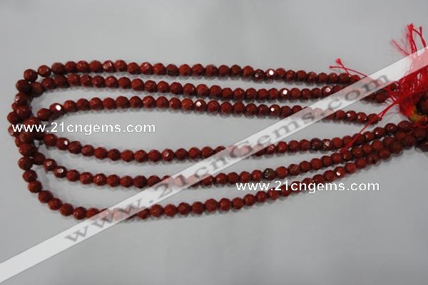 CRE101 15.5 inches 6mm faceted round red jasper beads wholesale