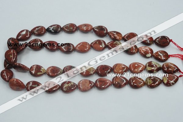 CRE15 16 inches 13*18mm flat teardrop natural red jasper beads wholesale