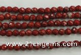 CRE151 15.5 inches 4mm faceted round red jasper beads wholesale