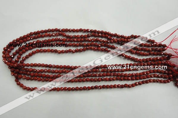 CRE151 15.5 inches 4mm faceted round red jasper beads wholesale