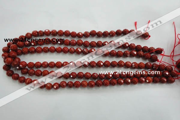 CRE153 15.5 inches 8mm faceted round red jasper beads wholesale