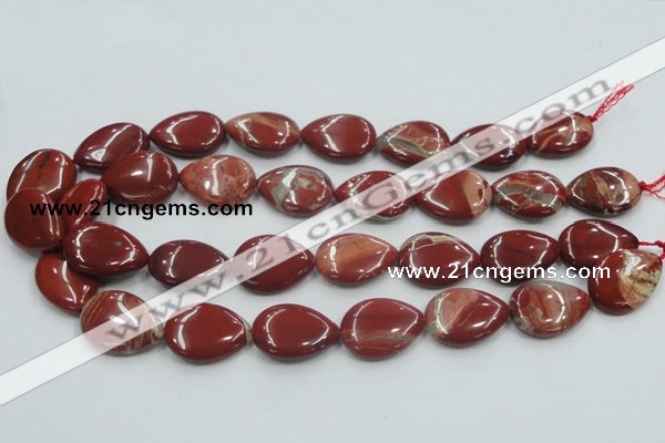 CRE16 16 inches 18*25mm flat teardrop natural red jasper beads wholesale