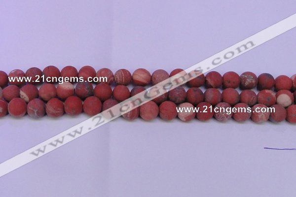 CRE160 15.5 inches 4mm round matte red jasper beads