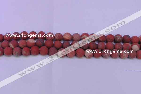 CRE165 15.5 inches 14mm round matte red jasper beads