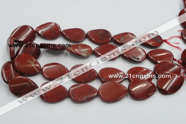 CRE18 16 inches 22*30mm twisted teardrop natural red jasper beads wholesale