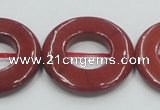 CRE22 16 inches 30mm donut natural red jasper beads wholesale