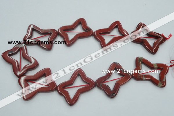 CRE23 16 inches 30*40mm bowknot natural red jasper beads wholesale