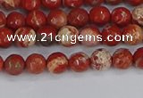 CRE330 15.5 inches 4mm faceted round red jasper beads