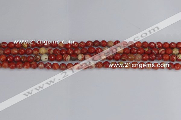 CRE330 15.5 inches 4mm faceted round red jasper beads