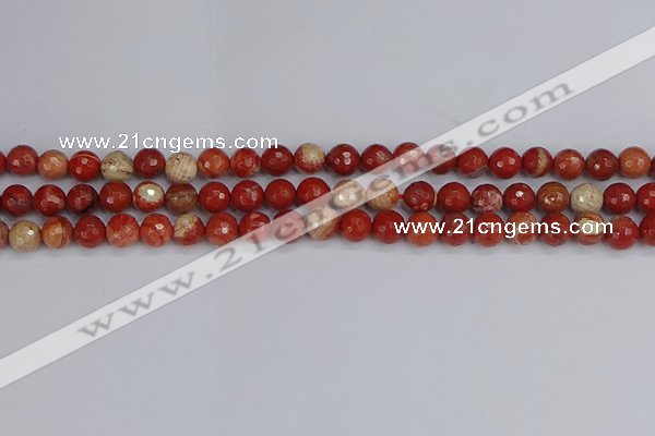 CRE331 15.5 inches 6mm faceted round red jasper beads