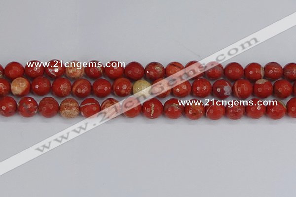 CRE333 15.5 inches 10mm faceted round red jasper beads