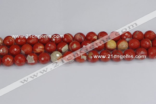 CRE334 15.5 inches 12mm faceted round red jasper beads