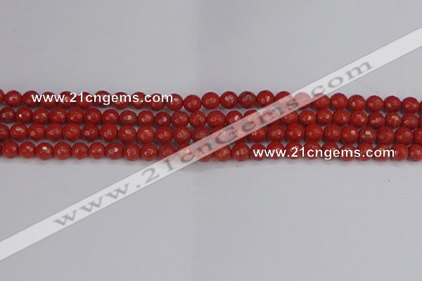 CRE338 15.5 inches 4mm faceted round red jasper beads