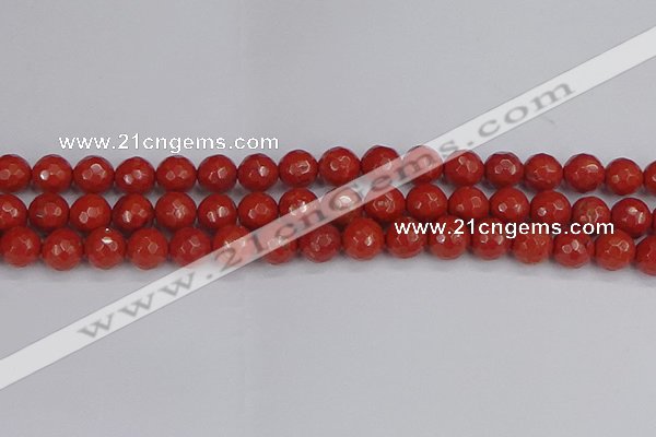 CRE341 15.5 inches 10mm faceted round red jasper beads