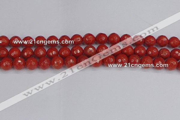 CRE342 15.5 inches 12mm faceted round red jasper beads