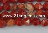 CRE345 15.5 inches 6mm faceted nuggets red jasper beads