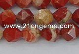 CRE346 15.5 inches 8mm faceted nuggets red jasper beads