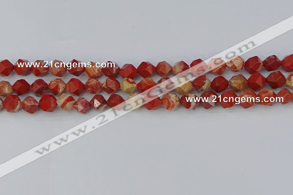 CRE346 15.5 inches 8mm faceted nuggets red jasper beads