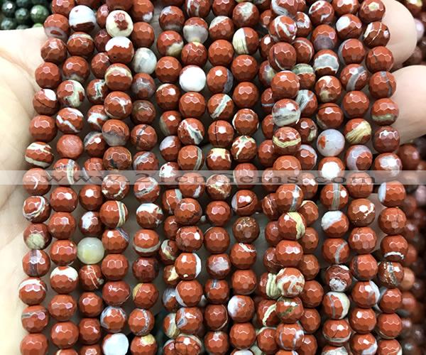 CWJ377 15 inches 6mm faceted round red jasper beads wholesale