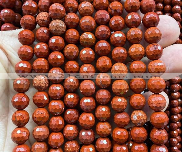 CRE385 15 inches 8mm faceted round red jasper beads wholesale