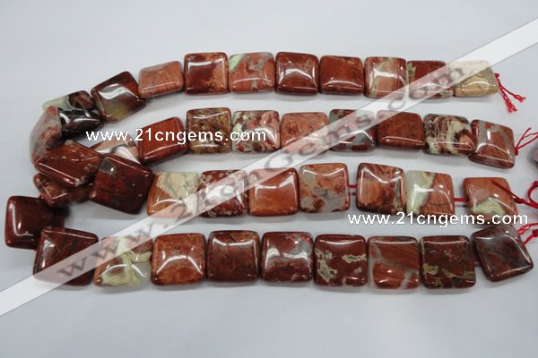 CRE58 15.5 inches 20*20mm square red jasper beads wholesale