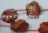 CRE62 15.5 inches 24mm carved flower red jasper beads wholesale