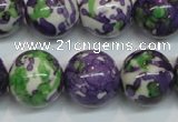 CRF07 15.5 inches 16mm round dyed rain flower stone beads wholesale