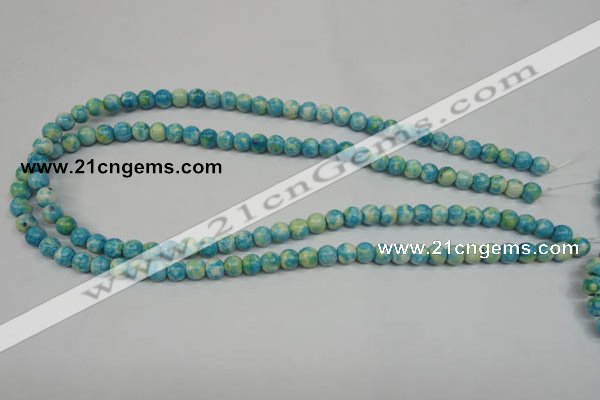 CRF101 15.5 inches 6mm round dyed rain flower stone beads wholesale